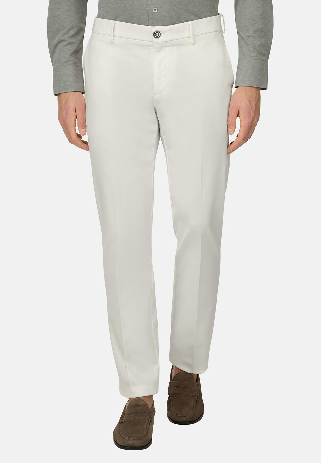 Hose Aus Baumwoll-Tencel-Stretch, Weiß, hi-res, 1