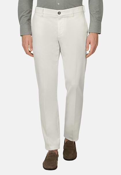 Hose Aus Baumwoll-Tencel-Stretch, Weiß, hi-res