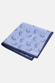 Paisley Print Silk Pocket Square, Light Blue, thumb, 1
