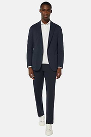 Navy Nylon Stretch B Tech Blazer, Navy blue, hi-res