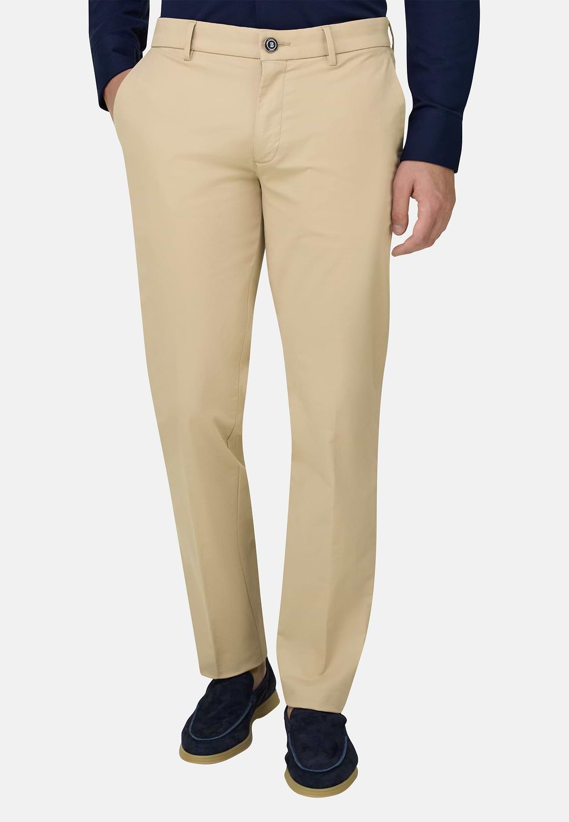 Stretch Cotton Trousers, Sand, hi-res, 2