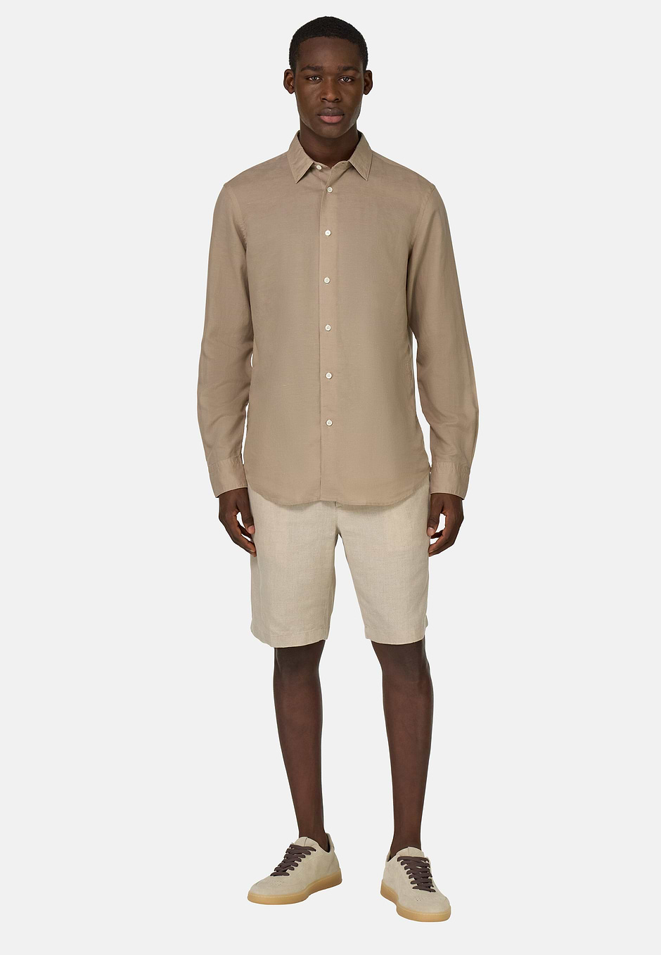 Regular Fit Tencel Linen Shirt, Sand, hi-res
