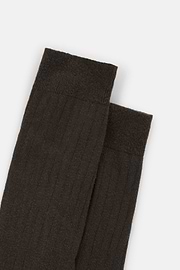 Short Socks Ribbed Design Cotton and Cashmere, Dark brown, thumb, 3