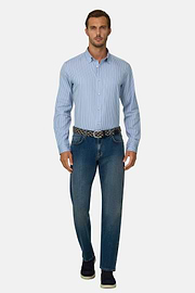 Shirt Striped Poplin Regular Fit, Blue, thumb, 2