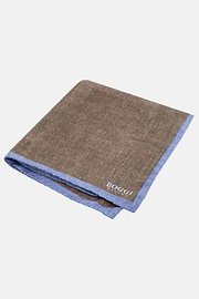 Colour Block Silk Pocket Square, Taupe, thumb, 1