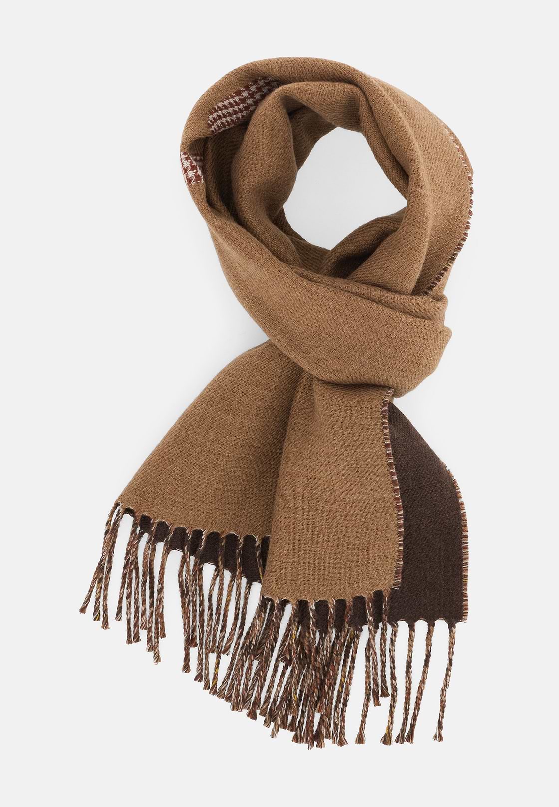 Scarf Double with Logo in Wool, Hazelnut, hi-res, 2