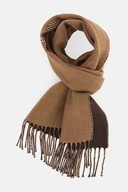 Scarf Double with Logo in Wool, Hazelnut, thumb, 2