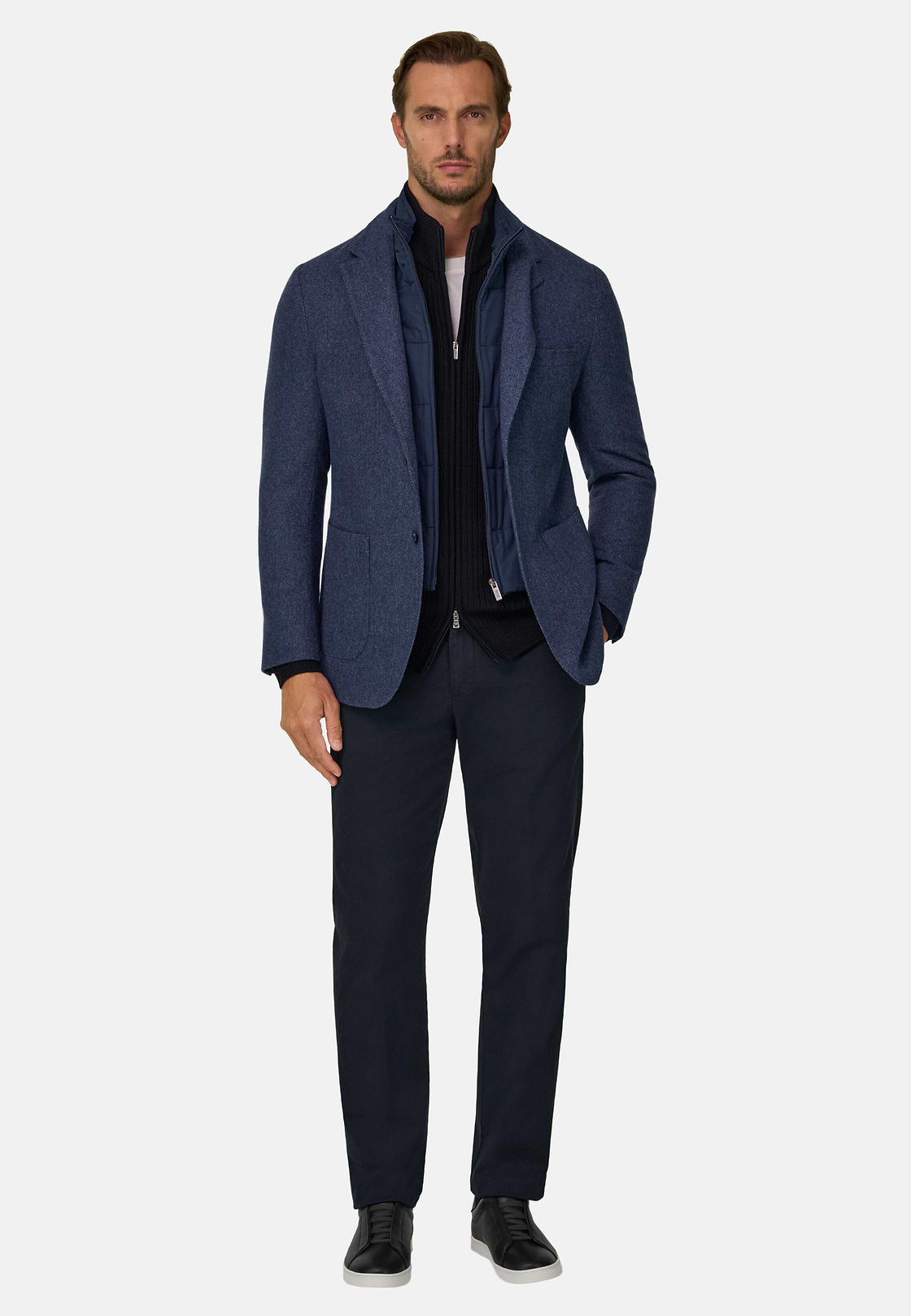 Blazer in Wool Blend with Removable Bib, Blue, hi-res, 2