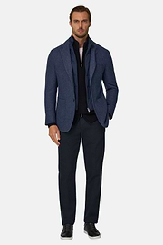 Blazer in Wool Blend with Removable Bib, Blue, thumb, 2