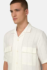 Regular fit linnen overhemd met krijtstreep, White, thumb, 4