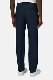 Linen Coulisse Pants, Navy blue, thumb, 4