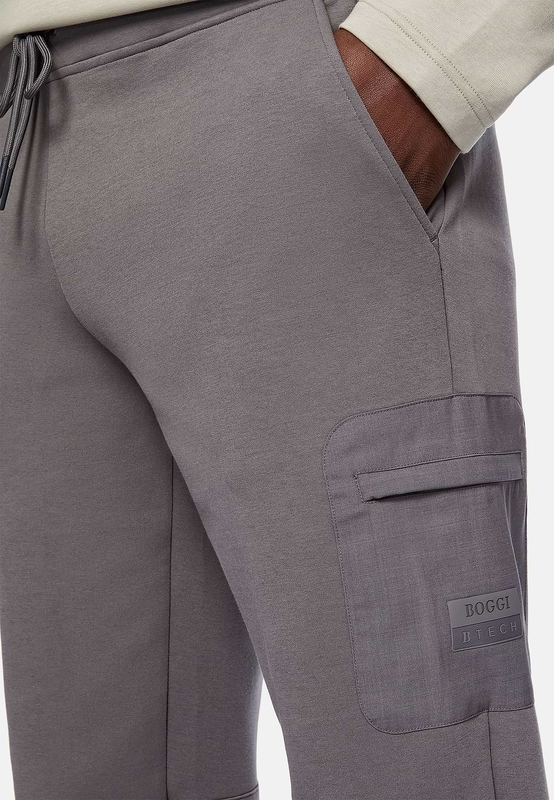 Pantaloni In Light Scuba Misto Cotone, Grigio scuro, hi-res