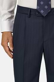 Suit Double-Breasted Herringbone Wool S130, Navy blue, thumb, 3