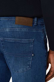 Jean En Denim Extensible Bleu À Délavage Moyen, Indigo, hi-res