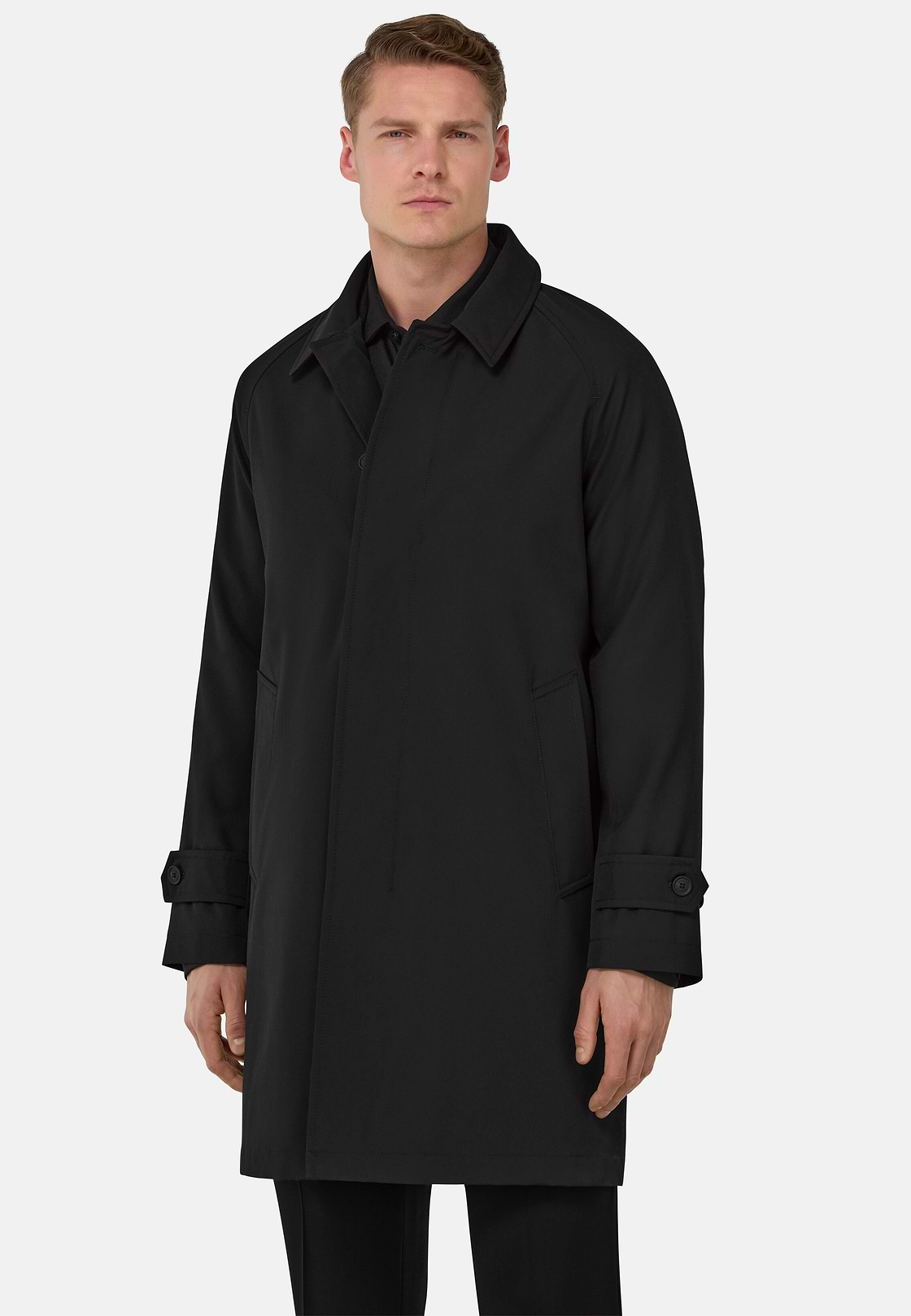 Pure Travel Wool Pea Coat, Black, hi-res