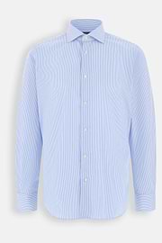 Shirt in Striped Cotton Regular Fit, Light Blue, thumb, 7