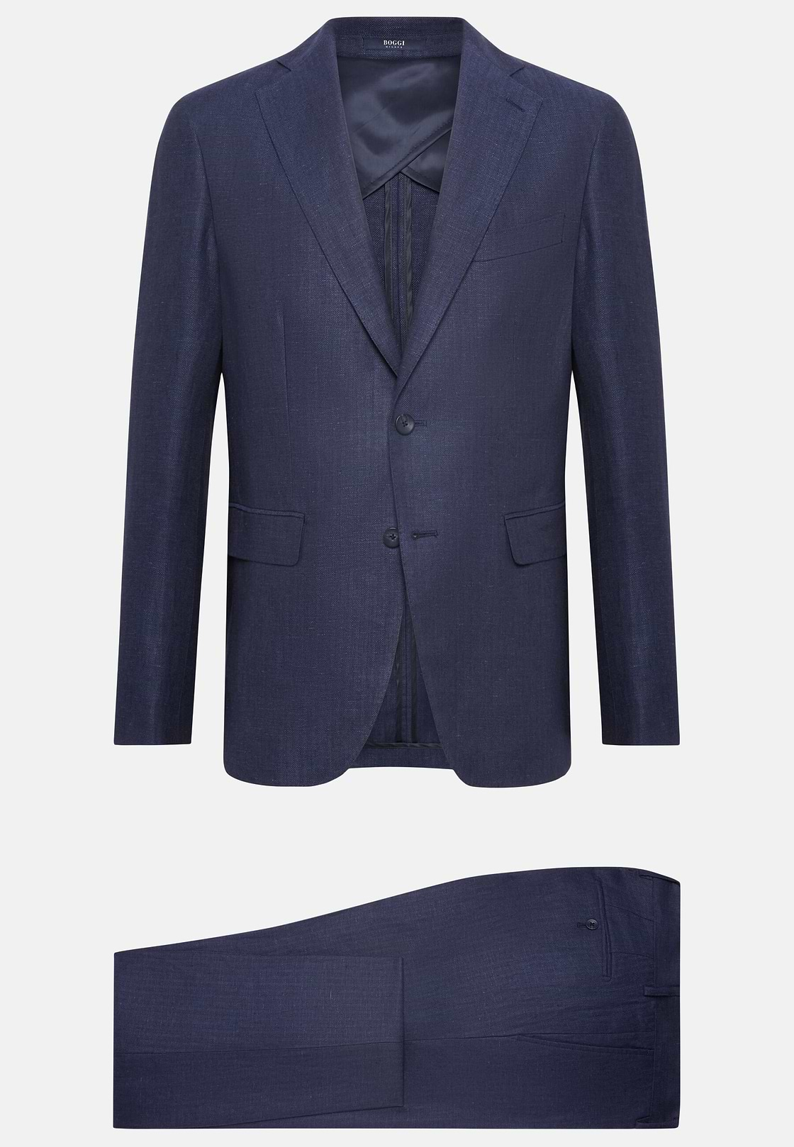 Herringbone Linen Suit Style Capri, Navy blue, hi-res