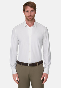 White Stretch Nylon Slim Fit Shirt