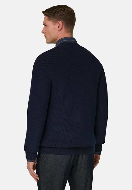 Kardigan z dzianiny wykonanej w 100% z bawełny organicznej, Navy blue, hi-res
