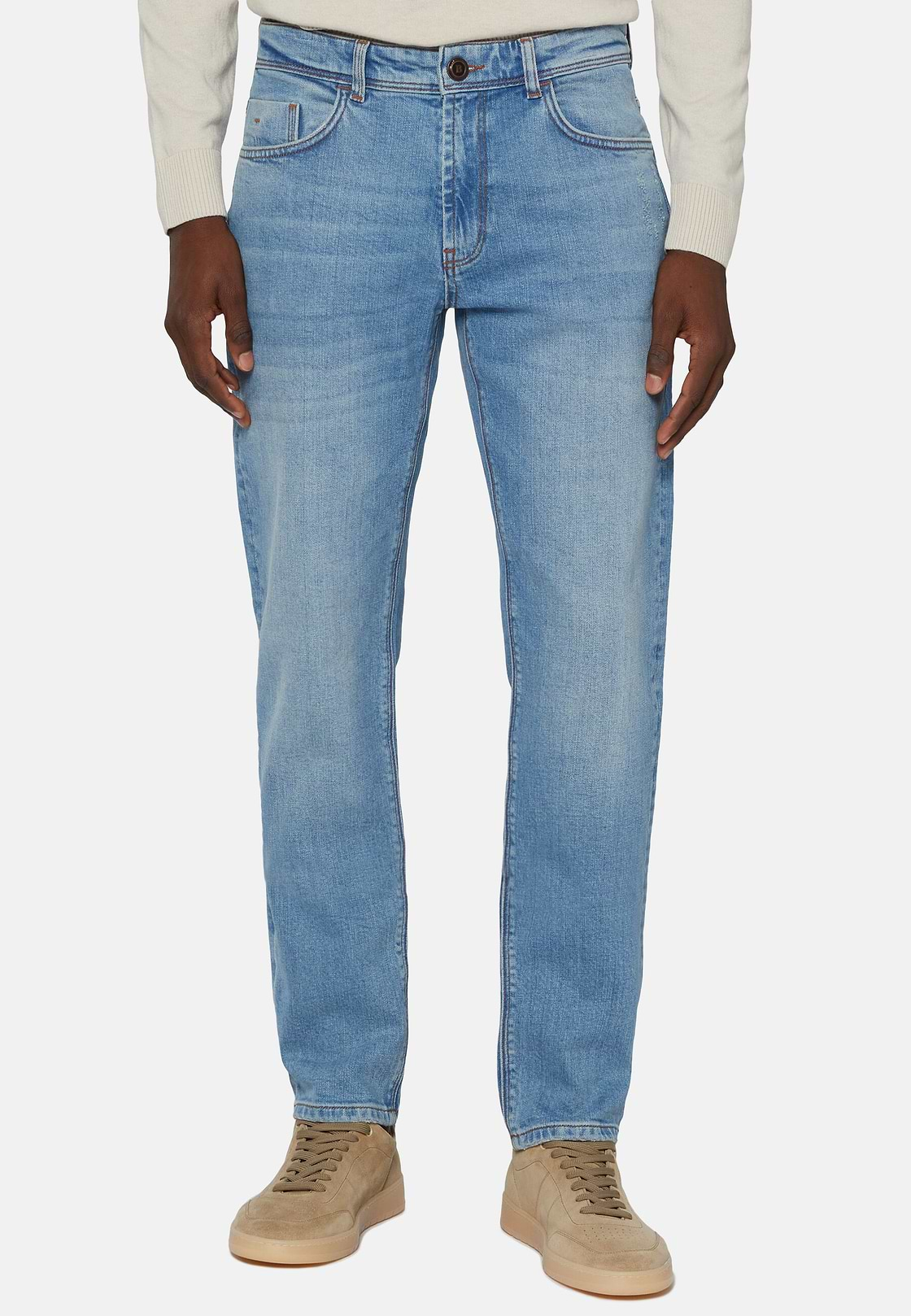 Jean En Denim Extensible Bleu À Délavage Clair, Bleu clair, hi-res