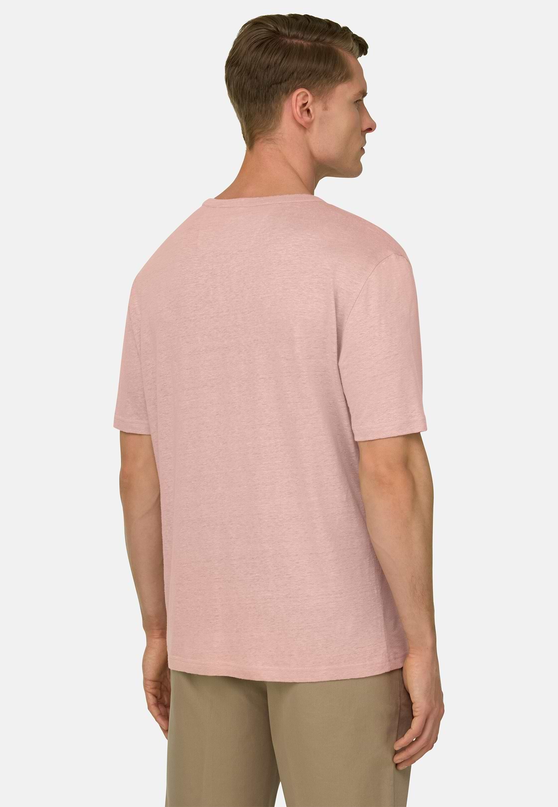 T-Shirt Aus Stretch-Leinen-Jersey, Rosa, hi-res, 3