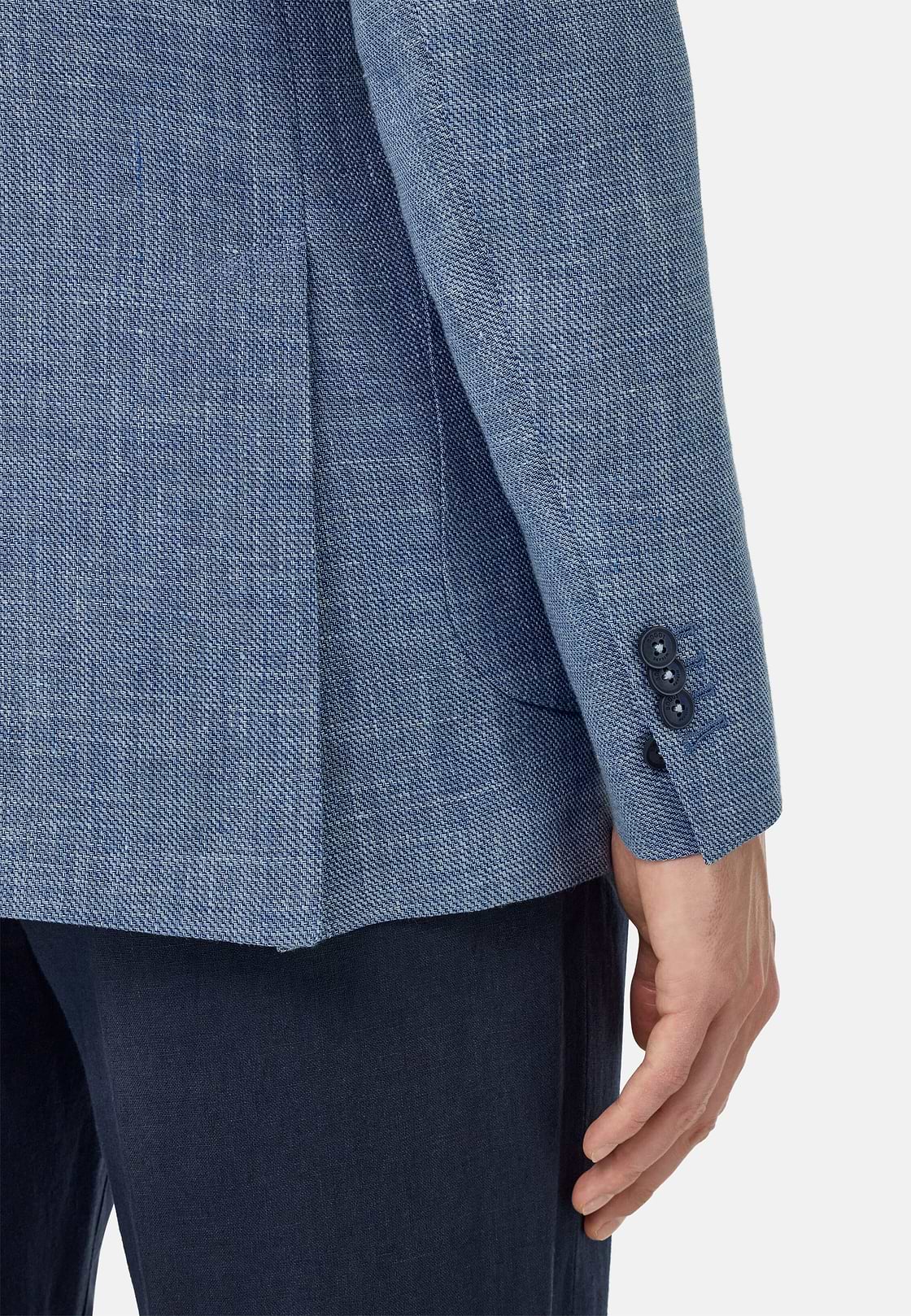 Linen and Wool Jacket, Light Blue, hi-res