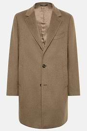 Single-breasted coat in pure cashmere, Brown, hi-res