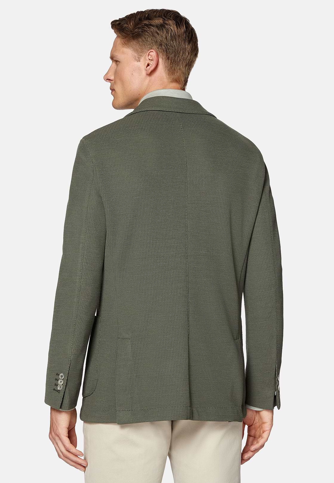 Military Green Textured Wool Jersey Jacket, Military Green, hi-res