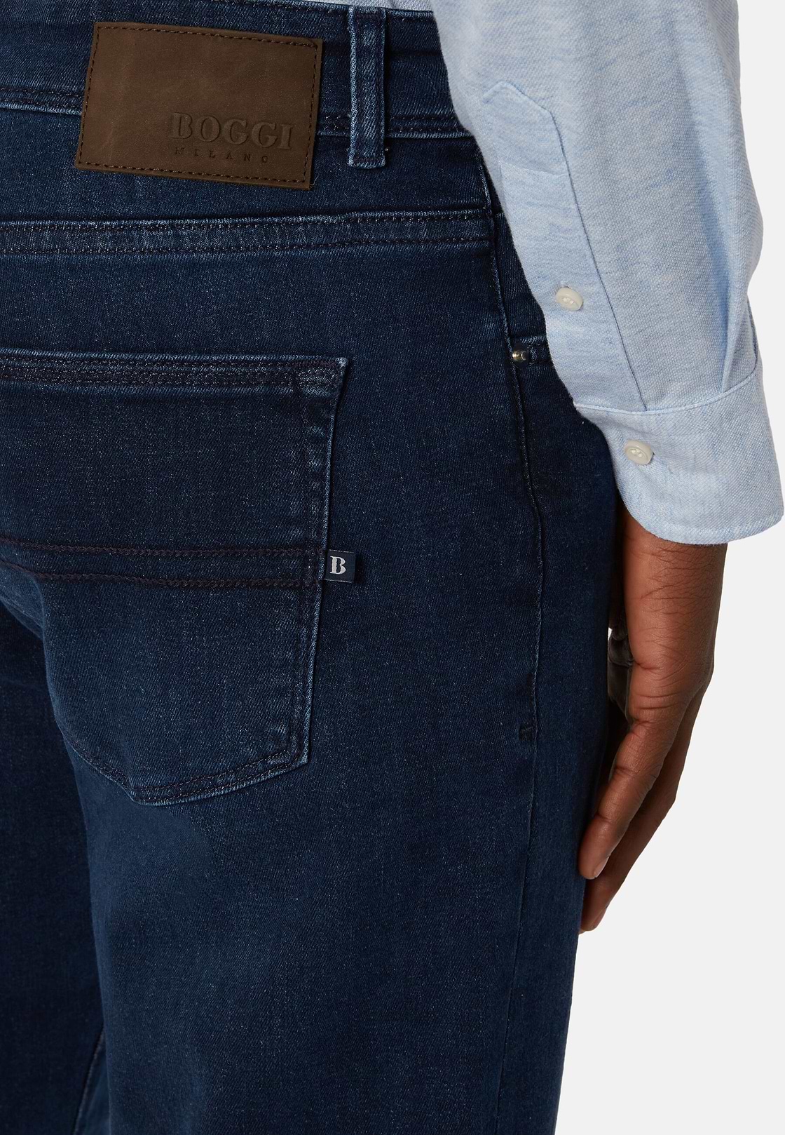 Jeans In Denim Elasticizzato Blu Scuro, Indaco Scuro, hi-res