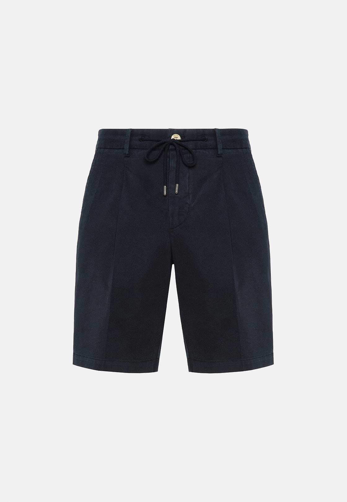 Stretch Cotton Summer Bermuda Shorts, Navy blue, hi-res