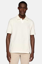 Organic Cotton Blend Jersey Polo Shirt, White, hi-res