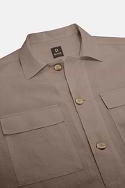 Linen Camp Overshirt, Taupe, thumb, 5