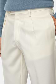 Wool Gabardine Trousers, Cream, hi-res