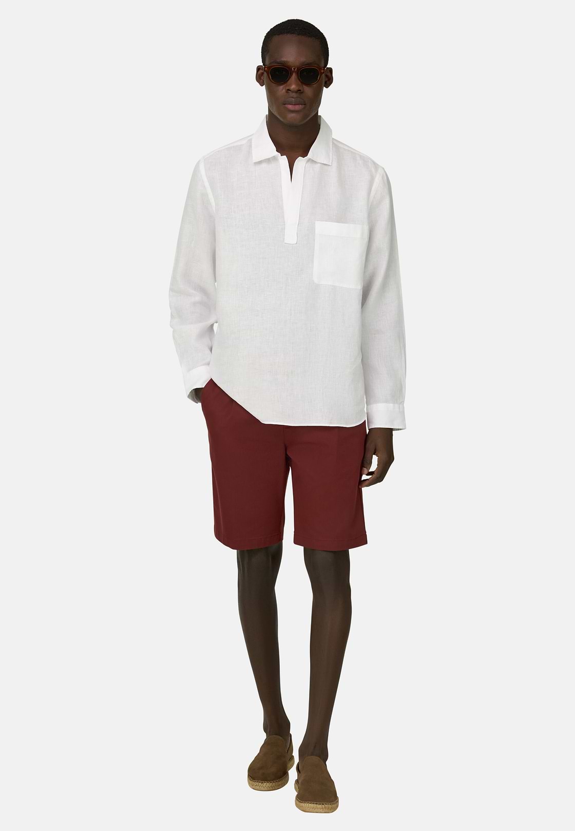 Bermudahose Aus Elastischem Tencel, Burgundy, hi-res, 3