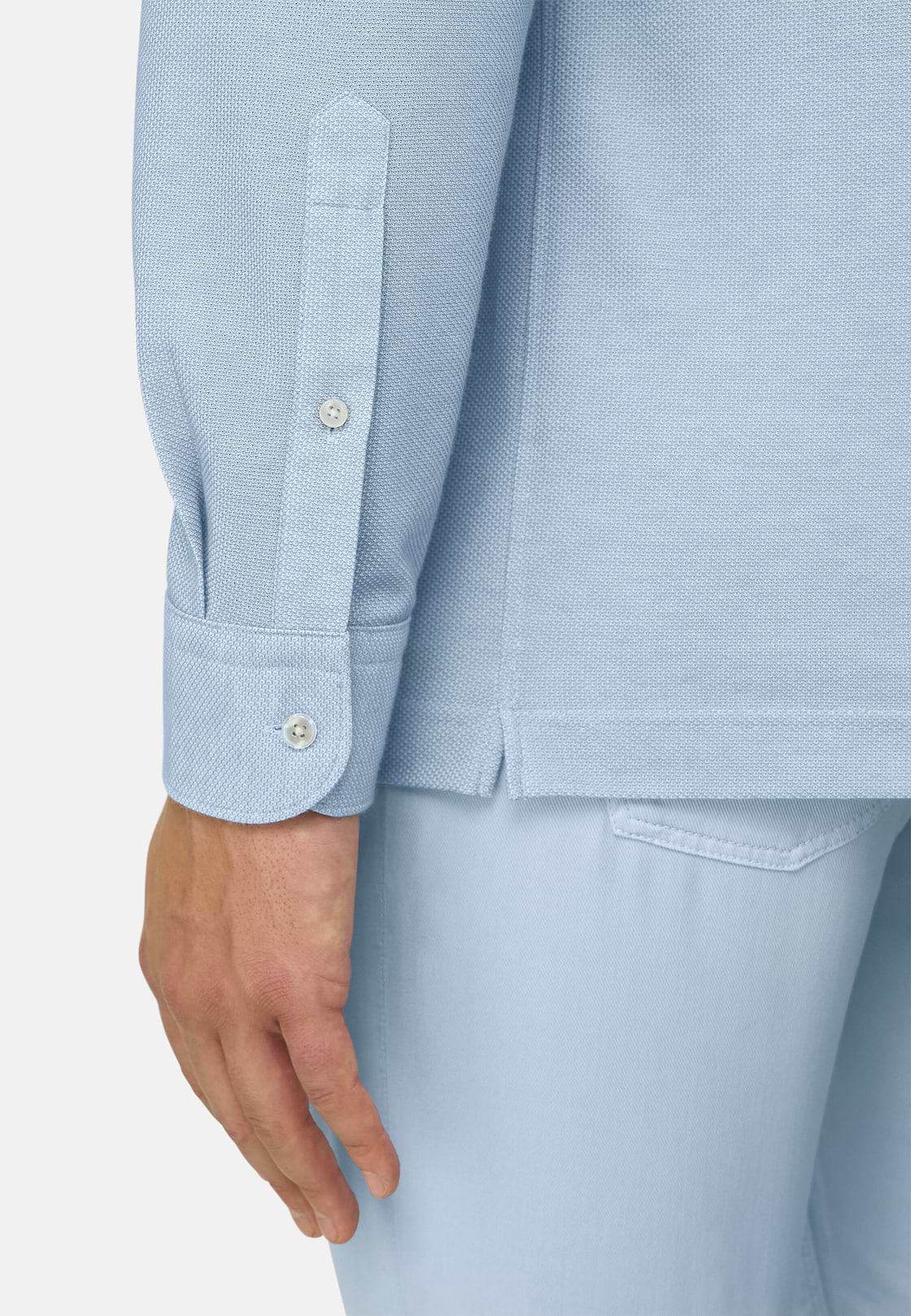 Polo Aus Japanischem Jersey, Hellblau, hi-res, 4