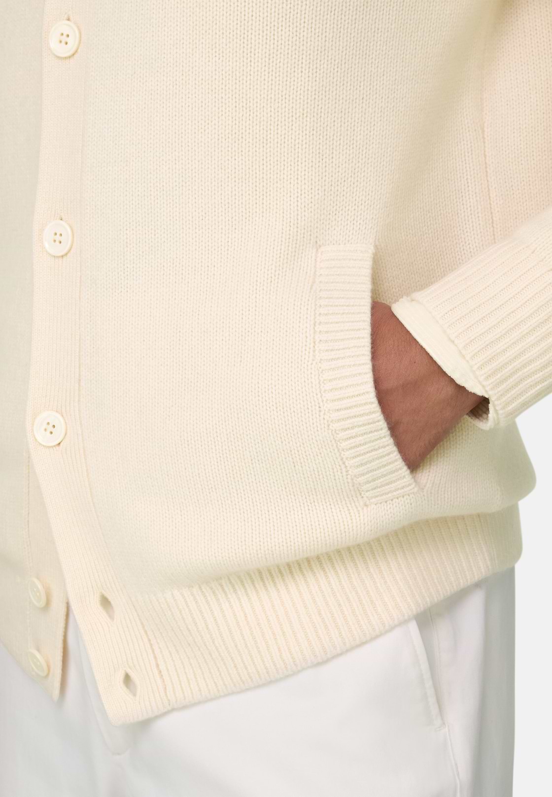 Vest Col in Wol Cashmere, Offwhite, hi-res, 3
