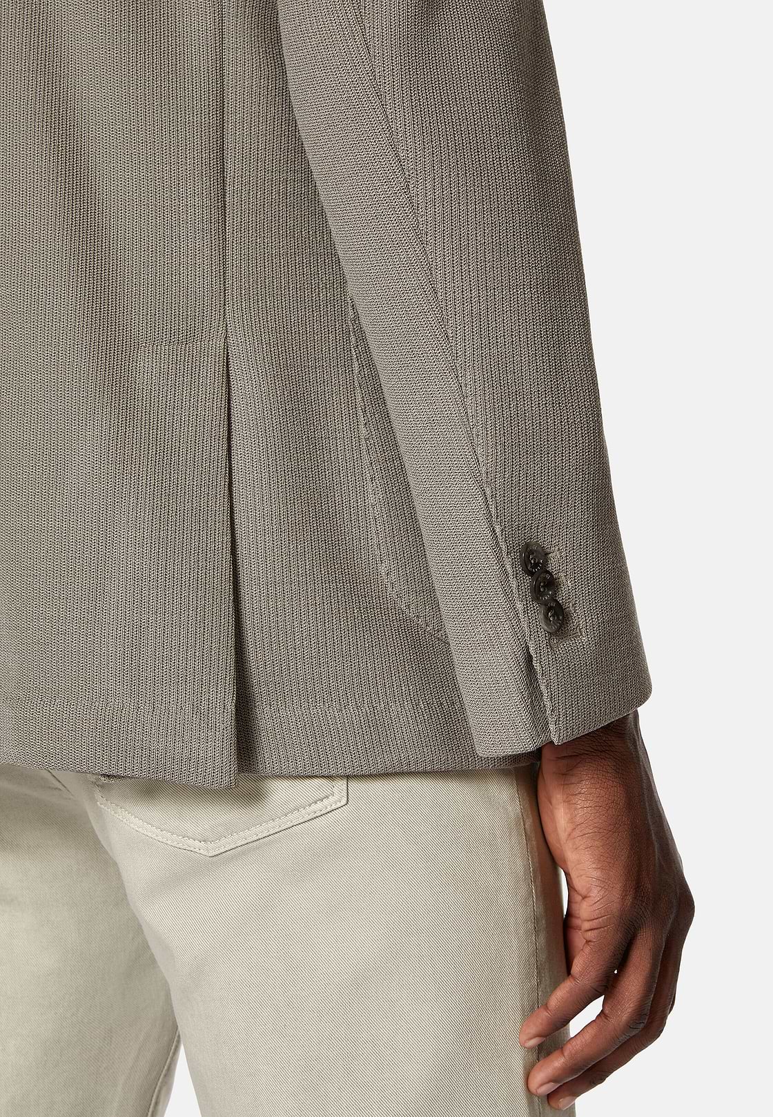 Taupe Textured Wool Jersey Jacket, Taupe, hi-res