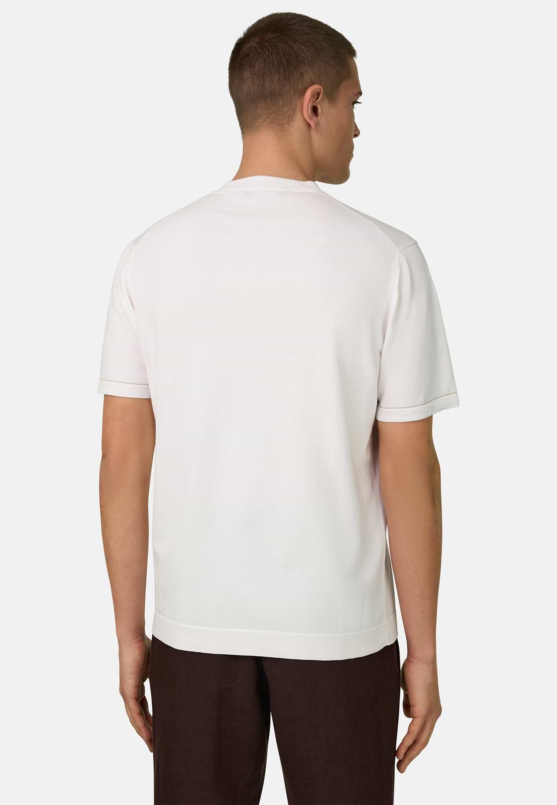 Strick-T-Shirt Aus Baumwollkrepp, Weiß, hi-res, 3