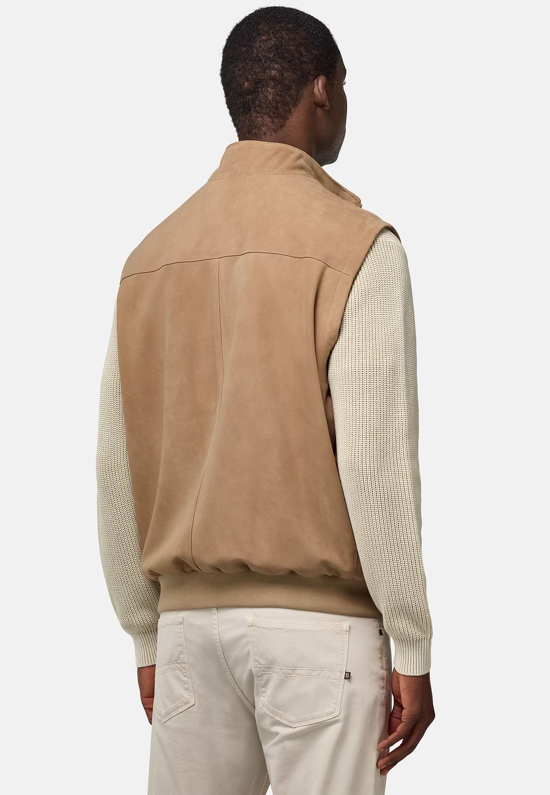 Gilet En Daim Véritable, Beige, hi-res