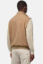 Gilet En Daim Véritable, Beige, hi-res