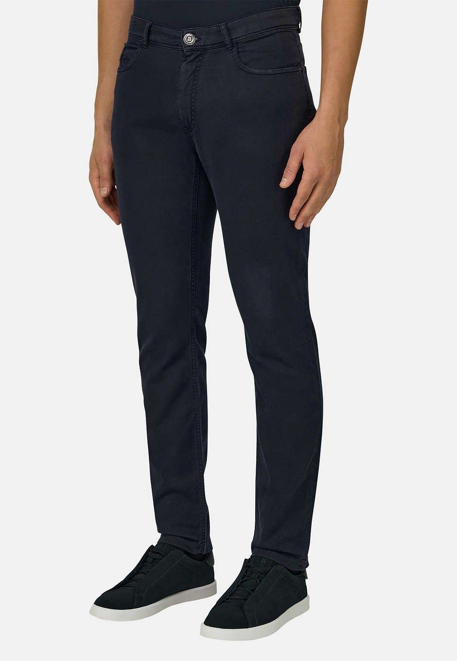 Jeans Aus Elastischem Baumwoll-Tencel, Navy blau, hi-res