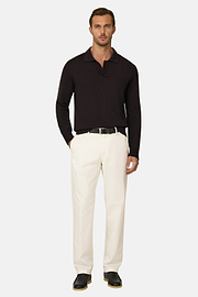 Παντελόνι Ελαστικό Βαμβάκι, Offwhite, thumb, 2