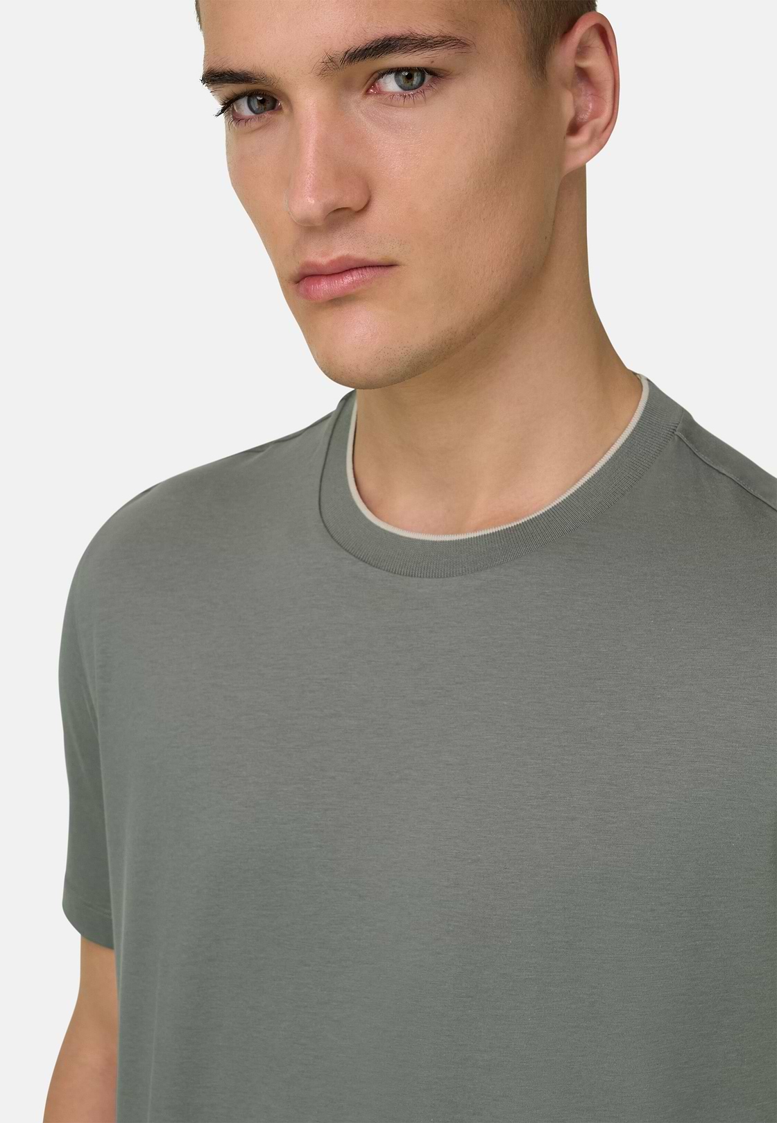 T-Shirt In Cotone Tencel, Militare, hi-res, 4