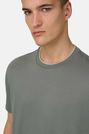 T-Shirt In Cotone Tencel, Militare, thumb, 4
