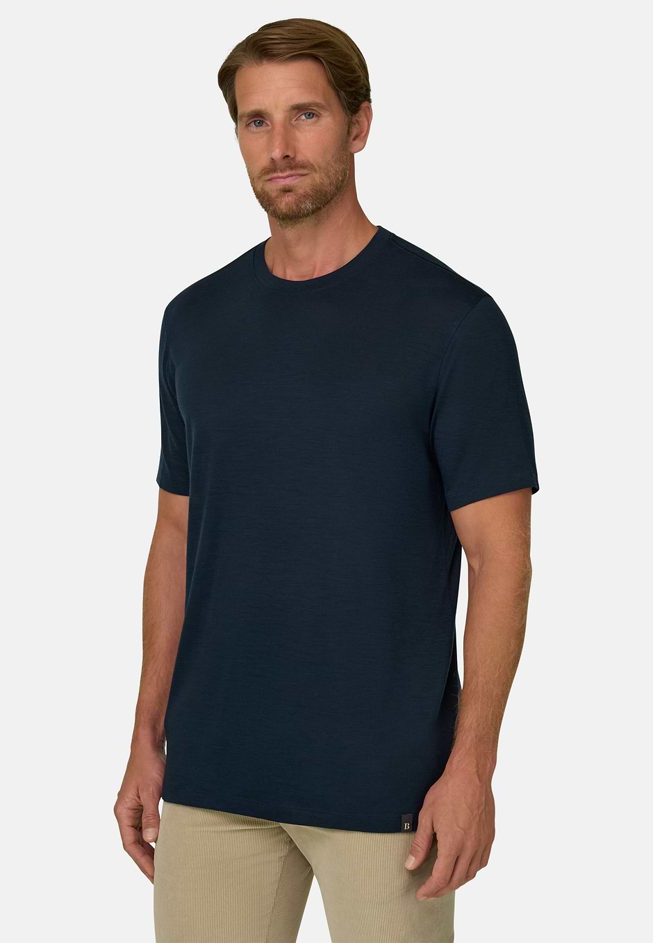 T-Shirt Jersey Cotton Tencel Blend, Navy blue, hi-res