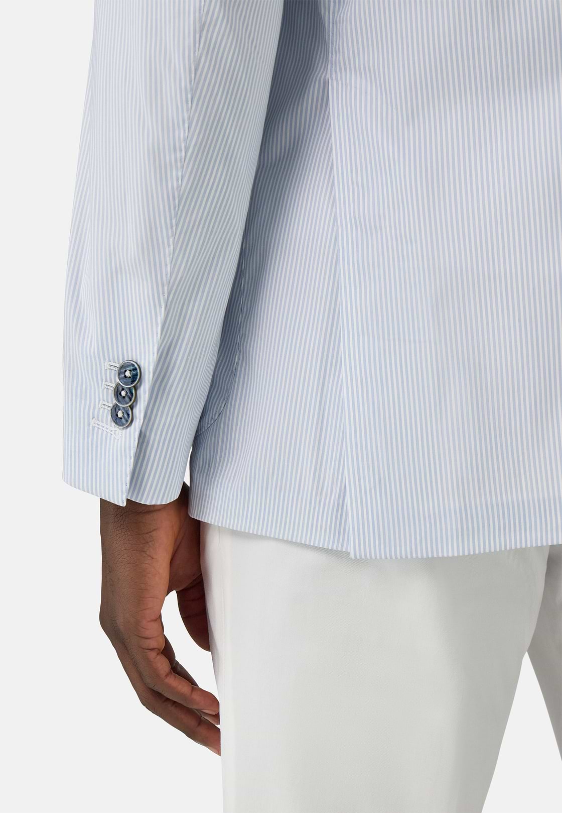 Super-Lightweight Stretch Cotton Jacket, White - Blue, hi-res