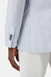 Super-Lightweight Stretch Cotton Jacket, White - Blue, hi-res