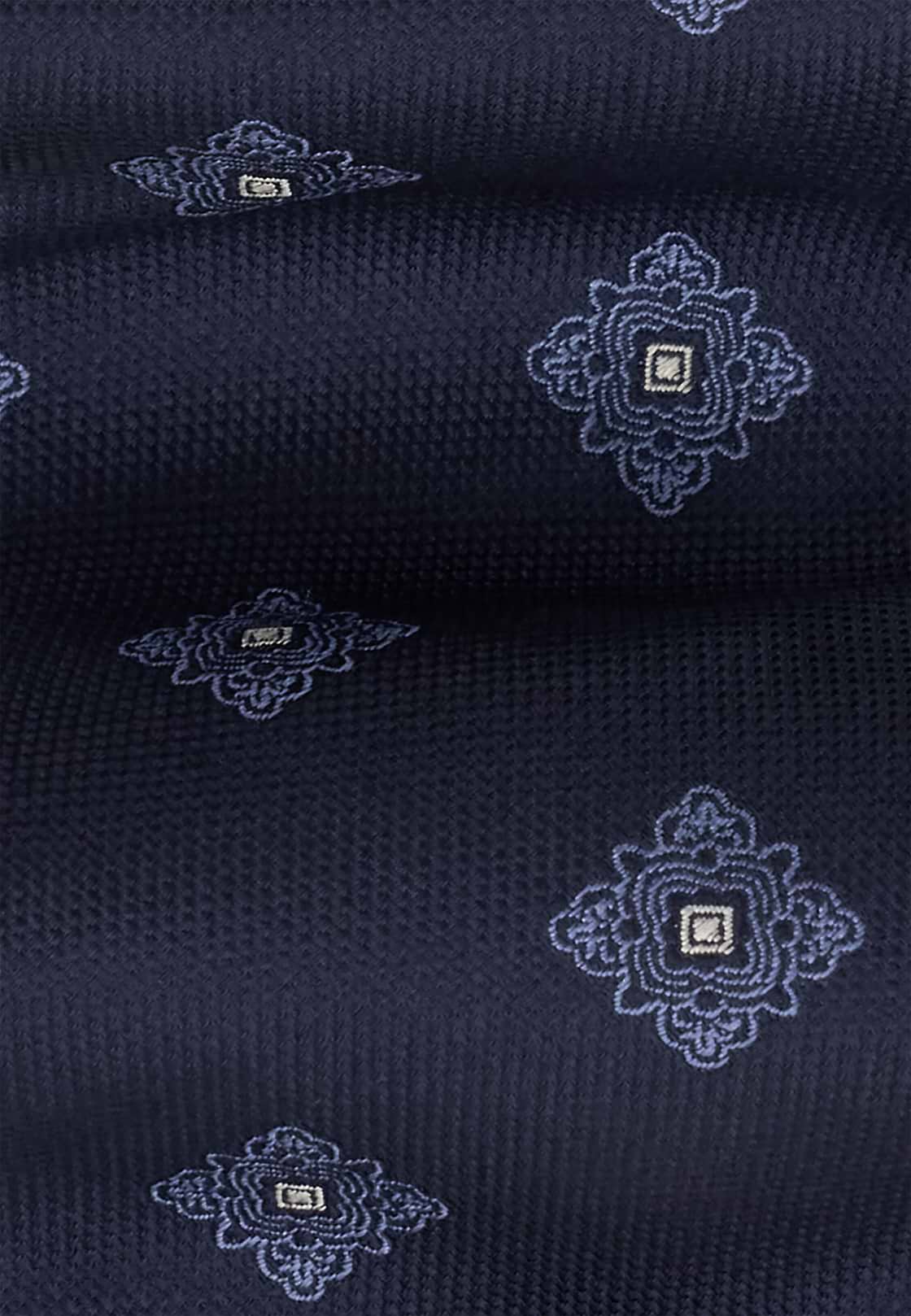 Tie Jacquard Macro Medallion Pattern in Silk, Navy blue, hi-res, 2