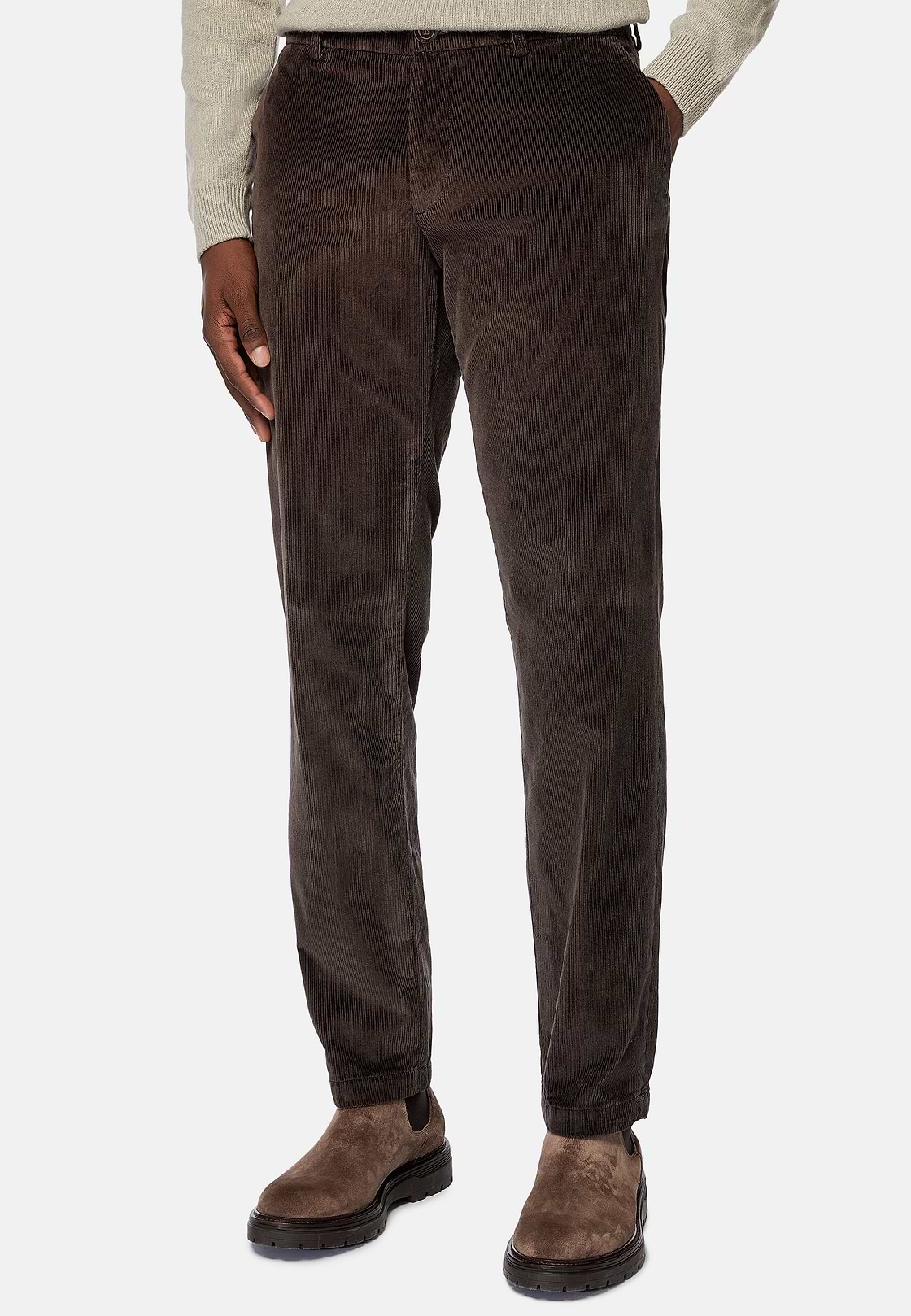 Pantalon En velours Extensible, Marron, hi-res