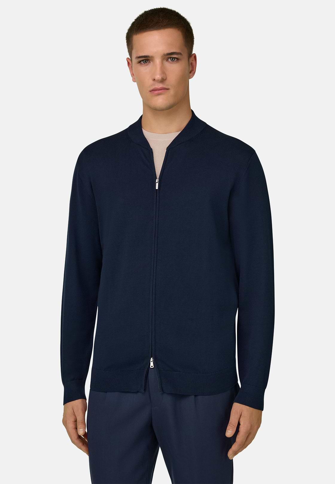 Bomber In Cotone, Navy, hi-res, 2